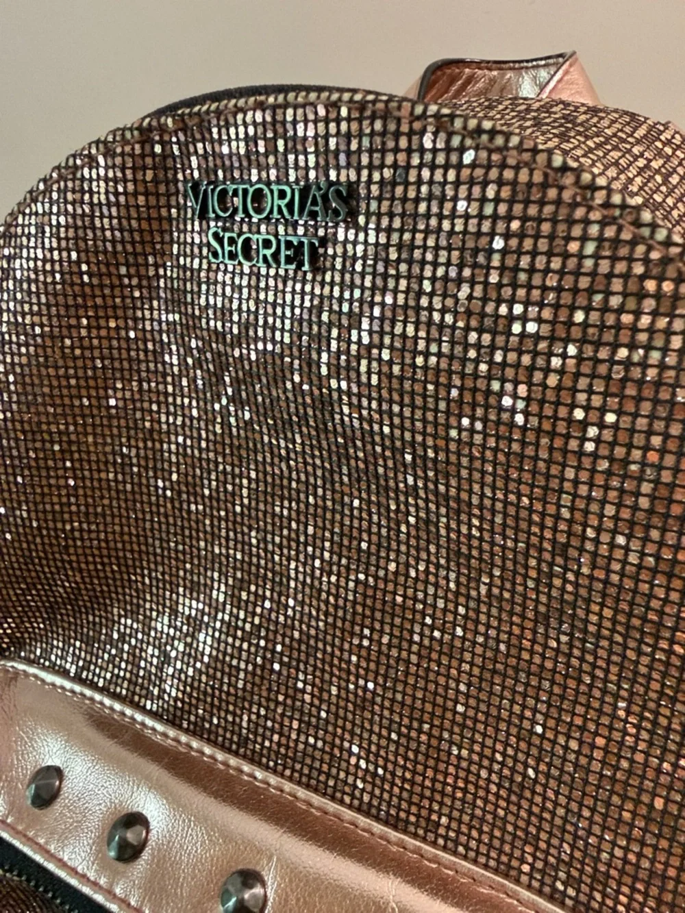 Victoria's Secret Sparkling Rose Gold Mini Backpack - Picture 2 of 8
